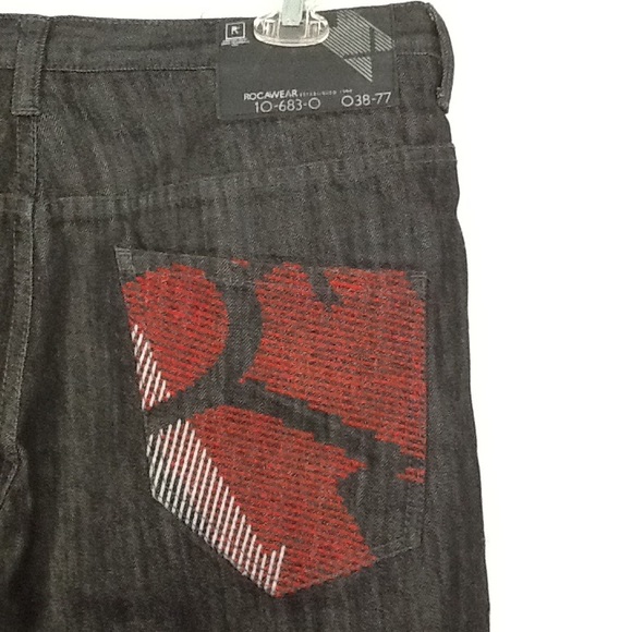 black jeans with red pockets 90s